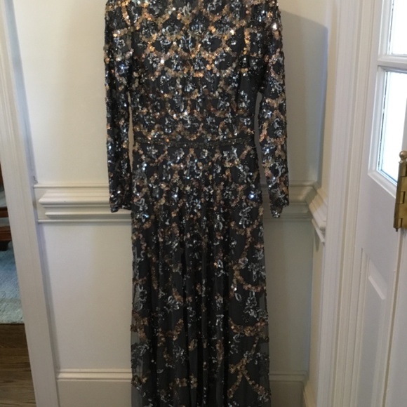 Mac Duggall Beaded Long Sleeve A-Line Gown, Size 8, Gray - Picture 6 of 7